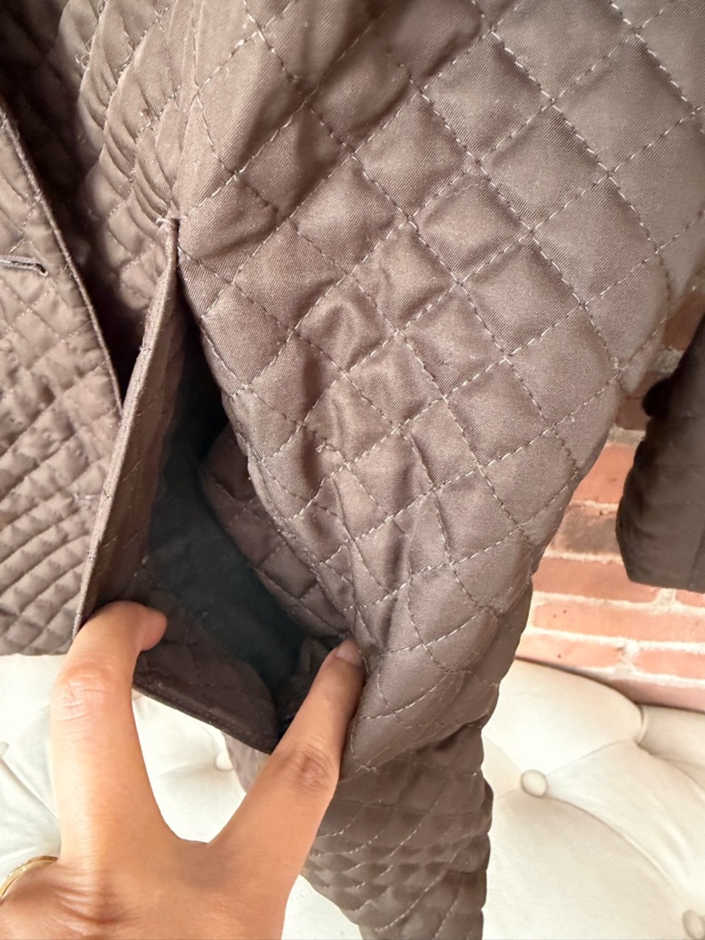 Burberry Quilted Dark Brown Lightweight Shirt Jacket USA small/ medium - Picture 4 of 11